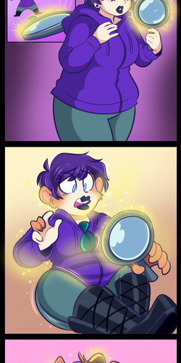 anthro big_breasts blue_eyes bottomwear breasts brown_body brown_fur clothing female footwear ftm_transformation fur gender_transformation growth hair hat headgear headwear holding_magnifying_glass hoodie human_to_anthro male pants purple_clothing purple_hair purple_hoodie purple_topwear shoes simple_background solo species_transformation surprised tail tail_growth tf_into_fictional_character topwear transformation la-frugele disney the_great_mouse_detective basil_(disney) house_mouse human mammal mouse murid murine rodent 2025 absurd_res comic digital_media_(artwork) hi_res long_image tall_image