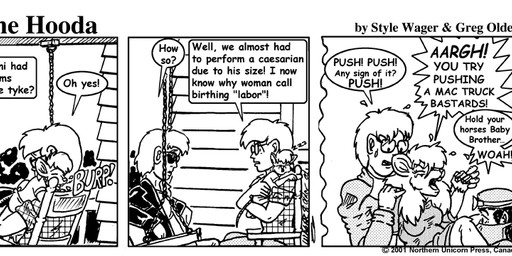 anthro birth bodily_fluids breasts burping chair clothed clothed_female clothed_male clothing dialogue eyes_closed eyewear female flying_sweatdrops fur furniture glasses group hair jacket male open_clothing open_jacket open_topwear outside profanity sunglasses sweat sweatdrop tears text topwear style_wager dela_the_hooda andrew_o'grady jake_mcross john_o'grady winni_(dela_the_hooda) human mammal mouse murid murine rodent 2001 comic english_text greyscale monochrome