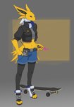 anthro candy cassette_player choker clothing dessert digitigrade female food footwear furgonomic_footwear furgonomics jewelry lollipop necklace skateboard solo vehicle keilink nintendo pokemon eeveelution generation_1_pokemon jolteon pokemon_(species) absurd_res hi_res