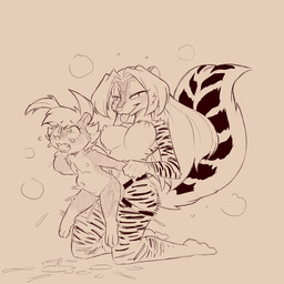 3_toes 5_fingers abdominal_bulge adult_on_young age_difference ambiguous_penetration anal anal_penetration anthro anthro_on_anthro arm_pull big_tail blush blush_lines bodily_fluids bouncing_breasts breasts cheek_tuft clenched_teeth dominant dominant_anthro dominant_female drooling duo eyelashes facial_tuft feet female female/female female_anthro female_penetrated female_penetrating female_penetrating_female female_penetrating_male fingers flat_chested from_behind_position fur genital_fluids hair half-closed_eyes kneeling larger_anthro larger_female leg_markings lifting_partner looking_at_another looking_at_partner male male/female male_penetrated markings motion_lines narrowed_eyes navel nipples nude nude_anthro nude_female object_in_ass older_anthro older_female pegging penetration prison_guard_position saliva sex sex_toy sex_toy_in_ass sex_toy_insertion size_difference smaller_anthro smaller_female socks_(marking) strapon strapon_sex striped_arms striped_body striped_fur striped_legs stripes submissive submissive_anthro submissive_female submissive_young tail tears tears_of_pleasure teeth toes tongue tongue_out toying_partner tuft vaginal_fluids vaginal_fluids_on_ground young young_anthro young_female young_penetrated younger_anthro younger_penetrated cold-blooded-twilight sabrina_online tabitha_(sabrina_online) zig_zag felid hybrid mammal mephitid pantherine skunk tiger 1:1 2026 digital_drawing_(artwork) digital_media_(artwork) hi_res line_art monochrome sepia