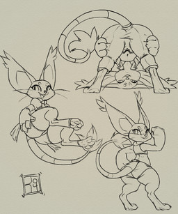 3_fingers 3_toes anthro arched_back belly bent_over big_butt big_ears big_eyes bottomwear butt claws clothed clothing crouching eyebrows eyelashes feet female fingers flexing footwear fur furgonomics gloves grin hand_on_butt hand_on_hip handwear hindpaw leg_warmers legwear lingerie long_ears long_tail looking_at_viewer looking_through looking_through_legs lying multiple_poses navel on_side pants paws pose presenting presenting_hindquarters raised_tail semi-anthro simple_background smile socks solo standing tail tail_tuft teasing thick_thighs thigh_highs toe_claws toeless_footwear toeless_legwear toeless_socks toes tuft underwear whiskers wide_hips reign-2004 bandai_namco digimon fan_character vivi_(inline) digimon_(species) felid gatomon mammal 2017 digital_media_(artwork) hi_res multiple_images portrait sketch sketch_page