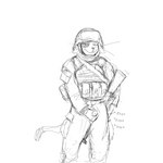 1:1 2019 anthro armor bucky_(hladilnik) clothing comic domestic_cat felid feline felis genitals headgear helmet hi_res hladilnik looking_pleasured male mammal masturbation military monochrome penis simple_background sketch solo unprofessional_behavior weapon