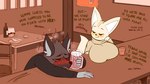 16:9 2021 aggretsuko alcohol anthro bedroom_eyes beverage big_breasts bigbeanpole blush breasts canid canine clothed clothing comic dialogue duo english_text fakeryway female fennec_fox fenneko fox haida_(aggretsuko) hi_res huge_breasts hyena male mammal narrowed_eyes sanrio seductive short_stack spotted_hyena text true_fox widescreen