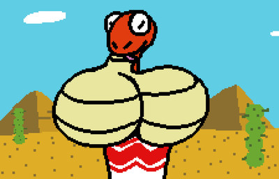 big_breasts breasts busty_feral featureless_breasts female feral huge_breasts non-mammal_breasts shaking_breasts solo tongue tongue_out mattthetooncat mario_bros nintendo cobrat reptile scalie snake animated animated_gif loop short_playtime