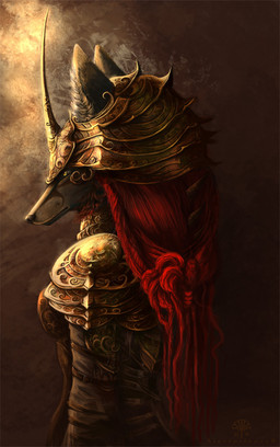 abstract_background anthro armor boob_armor breastplate dreadlocks female fur furgonomic_headwear furgonomics glance hair headgear helmet horn horned_helmet metal pauldron photorealism plate_armor profile realistic red_hair rust side_view simple_background solo spikes warrior yellow_eyes alectorfencer myre canid canine fox mammal detailed half-length_portrait portrait