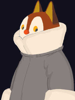 anthro biped brown_body brown_fur clothed clothing coat countershading fur fur_markings gloves_(marking) looking_aside male markings parka red_body red_fur red_nose solo topwear white_body white_fur yellow_sclera qs75834 animal_crossing nintendo rudy_(animal_crossing) felid feline mammal 3:4 digital_media_(artwork) portrait