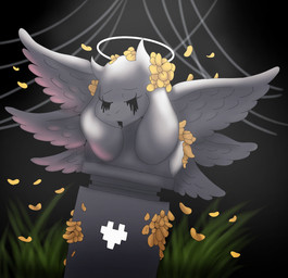 flower halo heart_symbol petals plant sculpture statue wings crowundeadcat undertale_(series) toriel boss_monster_(undertale) bovid caprine goat mammal hi_res