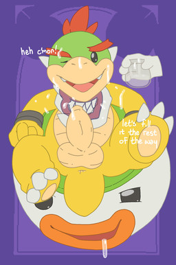 3_toes after_sex ambiguous_gender anthro anus balls black_eyes bodily_fluids cellphone claws container cum cum_collecting cum_in_container dialogue disembodied_hand drooling electronics erection feet foreskin front_view genital_fluids genitals group holding_object humanoid_genitalia humanoid_penis jar koopa_clown_car looking_at_viewer male male/ambiguous nude one_eye_closed open_mouth penis phone purple_background saliva simple_background smile soles solo_focus text toe_claws toes young young_anthro young_male argon_vile mario_bros monster_mind nintendo bowser_jr. dragon_koopa koopa scalie 2019 aliasing digital_media_(artwork) english_text hi_res