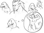 abs anthro balls beard biceps blush daydream duo erection facial_hair fangs flexing genitals glans glare hair horn humanoid_genitalia humanoid_penis male male/male muscular muscular_humanoid muscular_male nipples nude penis pubes question_mark smile teeth thehades monty_(thehades) python_(thehades) horned_humanoid humanoid reptile scalie snake comic digital_drawing_(artwork) digital_media_(artwork) hi_res line_art monochrome