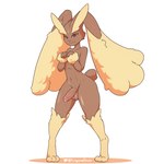 1:1 2023 absurd_res anthro balls bodily_fluids brown_body brown_fur femboy fur generation_4_pokemon genital_fluids genitals hi_res humanoid_genitalia humanoid_penis looking_at_viewer lopunny male navel nintendo nude penis pokemon pokemon_(species) precum solo tinysmallman