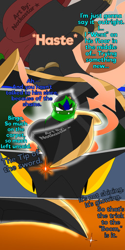 anthro armor clothing eyewear glasses horn magic magic_user male melee_weapon pose spell sword weapon conditional_dnp notkastar final_fantasy final_fantasy_crystal_chronicles mythology square_enix dave_(notkastar) hilgar_(notkastar) equid equine lizard mammal mythological_creature mythological_equine orc reptile scalie unicorn comic hi_res