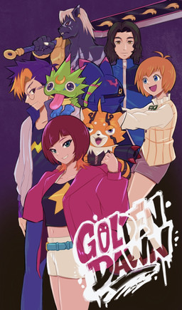 anthro black_body black_fur blonde_hair cowl eyewear female fur glasses greatsword group hair long_hair male melee_weapon multicolored_hair red_hair sword weapon wings mas_square bandai_namco digimon digimon_beatbreak kyo_sawashiro makoto_kuonji reina_sakuya tomoro_tenma chiropmon digimon_(species) gekkomon human mammal murasamemon pristimon hi_res