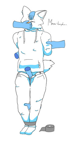 anthro bdsm bondage bound chloroform disembodied_hand fondling headpat male petting restrained solo tape tape_bondage keltet37 canid canine fox mammal absurd_res hi_res