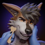 anthro beard brown_body brown_fur brown_hair duo facial_hair first_person_view food fur hair hand_on_face holding_food holding_object looking_at_viewer male multicolored_body multicolored_fur orange_eyes simple_background smile treat two_tone_body two_tone_fur edvardiko lucas_(floofwulfl) canid canine canis coyote mammal 2025 3d_(artwork) blender_(artwork) digital_media_(artwork) headshot_portrait hi_res portrait