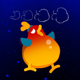 ambiguous_gender anthro beak blue_wings gradient_body inflation multicolored_body red_body solo space stomach_inflation two_tone_body wings yellow_beak yellow_body kasa_beanie kurzgesagt kurzgesagt_bird avian bird 1:1 2023 hi_res