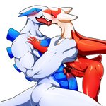 1:1 abs anthro anthrofied blue_penis blush duo french_kissing frottage geiru_mirua generation_2_pokemon generation_3_pokemon genitals glans half-closed_eyes heart_eyes heart_symbol hi_res hug humanoid_genitalia humanoid_penis kissing larger_male latias legendary_pokemon lugia male male/male muscular muscular_male narrowed_eyes nintendo open_mouth penile penis penis_size_difference pokemon pokemon_(species) red_glans red_penis sex simple_background size_difference smaller_male tail tongue tongue_out vein veiny_penis white_background wings