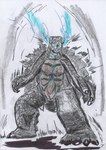 ambiguous_gender angry feral shell solo sofn54 gamera_(series) gamera_(character) kaiju reptile scalie turtle graphite_(artwork) hi_res pen_(artwork) traditional_media_(artwork)