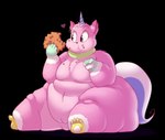 anthro cookie eating female feral food horn morbidly_obese morbidly_obese_female morbidly_obese_feral obese obese_female obese_feral overweight overweight_female overweight_feral solo thick_thighs ridiculouscake lego mythology the_lego_movie unikitty domestic_cat equid equine felid feline felis hybrid mammal mythological_creature mythological_equine unicorn