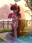 anthro blue_eyes brown_hair clothed clothing day detailed_background female hair membrane_(anatomy) membranous_wings outside sky solo wings discordthege lunebat hasbro my_little_pony fan_character lunette_(lunebat) bat bat_pony deer equid hybrid mammal 2019 3:4 artist_collaboration digital_media_(artwork) hi_res