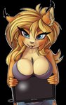 anthro between_breasts bra breasts clothing drawing_tablet ear_piercing female holding_object looking_at_viewer piercing solo tongue tongue_out underwear lightly-san lightly_breeze_(pony-way) felid feline lynx mammal 2022 alpha_channel hi_res