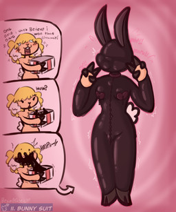 anthro biped bulge bunny_costume chain chain_leash clothing collar costume gag gagged game_over gameplay_mechanics gift hypnosis latex latex_clothing latex_skinsuit leash liquid_latex male mind_control nipple_piercing nipples oblivious piercing resisting skinsuit solo text tight_clothing bean0tastic hypnovember hypnovember2025 beanie_(bean0tastic) bovid caprine mammal sheep absurd_res artist_name comic digital_drawing_(artwork) digital_media_(artwork) english_text handwritten_text hi_res warm_colors
