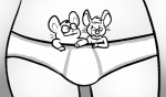 ambiguous_gender briefs clothing extreme_size_difference group inside_clothing micro micro_in_clothes semi-anthro simple_background size_difference slightly_chubby tighty_whities underwear white_briefs white_clothing white_underwear nishi_oxnard oxynard rex_(mouse) cricetid hamster mammal mouse murid murine rodent digital_drawing_(artwork) digital_media_(artwork) monochrome