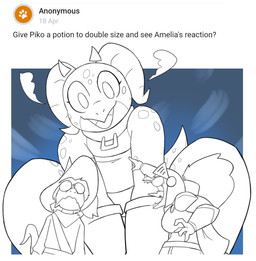 4_horns ankle_cuffs anthro armor bag big_breasts blue_background body_size_growth border breasts cape chest_wraps clothing cloud crouching cuff_(restraint) curled_horn female flat_chested gesture gloves group hand_gesture handwear hat headgear headwear helmet horn kerchief looking_at_another looking_down looking_down_at_another macro_female male markings multi_horn neck_cuff neckwear open_mouth pointing pointing_at_another question restraints scared screaming simple_background size_difference size_transformation spots spotted_body stunned transformation trio white_border wraps potoobrigham dungeons_and_dragons hasbro wizards_of_the_coast amelia_steelheart piko_(simplifypm) pseftis_savra canid canine canis domestic_dog dragonborn_(dnd) kobold mammal scalie 2024 digital_media_(artwork) hi_res