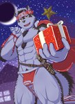 5_fingers anthro biped bottomwear christmas_tree clothing coat_cape fingers gift holding_gift holding_object holidays humanoid_hands loincloth male muscular muscular_anthro muscular_male muscular_thighs plant santa_coat tree wadoukai_hou christmas lifewonders tokyo_afterschool_summoners horkeu_kamui_(tas) canid canine canis mammal wolf 2024 colored hi_res