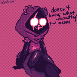 ambiguous_gender anthro arrow_sign big_butt bodily_fluids butt clothing crossed_legs duo eye_scar facesitting facial_scar fur hood open_mouth purple_body purple_clothing purple_hood scar shadow_face simple_background sitting sitting_on_another sweat text thick_thighs white_eyes katovox epic_games fortnite anon anthro_anon raven_team_leader bear mammal 1:1 2025 absurd_res artist_name colored digital_drawing_(artwork) digital_media_(artwork) english_text hi_res pixel_(artwork) shaded