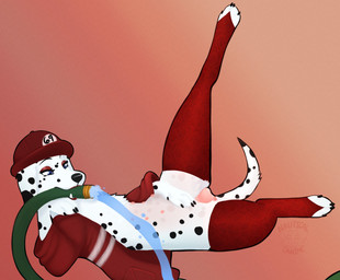 animal_genitalia animal_vulva anus black_spots blue_eyes canine_genitalia canine_vulva clothing eyeshadow female feral genitals legwear lingerie lipstick makeup nipples pose red_clothing red_lingerie solo spots thigh_highs vulva nauticalcanine canid canine canis dalmatian domestic_dog mammal absurd_res hi_res pinup