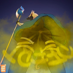 anus armor backsack balls blue_eyes butt clothed clothing fart fart_cloud genitals glowing glowing_eyes holding_object holding_weapon looking_forward low-angle_view male male_farting melee_weapon mummy_wrappings no_underwear onomatopoeia rear_view short_tail solo sound_effects standing tail text upskirt weapon worm's-eye_view jooper league_of_legends riot_games tencent nasus_(lol) anubian_jackal canid canine canis jackal mammal 1:1 2022 hi_res signature