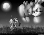 anthro duo female female/female grass happy holidays light love moon moonlight night plant romantic star yumi_darkwatch juanonyx sega sonic_the_hedgehog_(series) valentine's_day amy_rose blaze_the_cat tale eulipotyphlan hedgehog mammal joy_(disambiguation) absurd_res hi_res monochrome