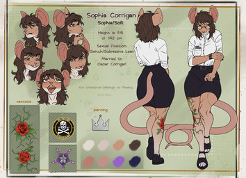 ahegao anthro biped bottomwear breasts butt claws clothed clothed_anthro clothed_female clothing feet female female_anthro fingers footwear front_view fully_clothed fully_clothed_anthro fully_clothed_female fur hair looking_at_viewer looking_pleasured mature_anthro mature_female multiple_poses navel open_mouth piercing pose rear_view shoes smile solo standing tail teeth text toes tongue topwear bastika sophia_corrigan_(masky) mammal mouse murid murine rodent 2026 colored digital_drawing_(artwork) digital_media_(artwork) english_text hi_res model_sheet shaded