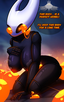 2_horns big_breasts black_body black_eyes breasts corruption female female/female horn mind_break mind_control mindfuck nipples non-mammal_nipples possession solo text naufragowo hollow_knight:_silksong hollow_knight_(franchise) team_cherry hornet_(hollow_knight) radiance_(hollow_knight) the_infection_(hollow_knight) arthropod infected_(species) insect absurd_res english_text hi_res