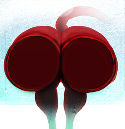 against_surface ass_on_glass big_butt butt female genitals glass huge_butt nude on_glass presenting red_body solo standing tail vulva wet waffafries hellaverse helluva_boss millie_(helluva_boss) demon humanoid imp 2023