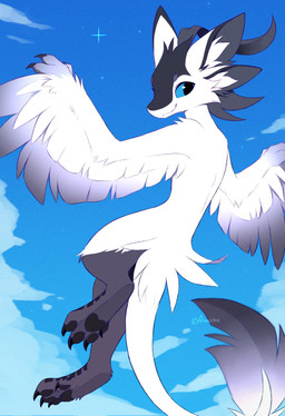 anthro biped claws day feathers feet fingers looking_at_viewer male nude nude_anthro nude_male outside pawpads paws rear_view sky smile solo tail toes wings aseethe avali 2026 digital_drawing_(artwork) digital_media_(artwork) hi_res