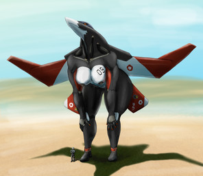 aircraft airplane arms_on_knees big_breasts black_sclera breasts crossed_arms desert duo female larger_female machine male metallic_body multicolored_body muscular muscular_female nails orange_eyes size_difference smile spread_wings teeth_showing thick_thighs vehicle wings marunishkek ace_combat ace_combat_7 aeromorph human humanoid living_aircraft living_machine living_vehicle mammal absurd_res hi_res