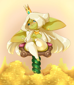 armwear big_breasts big_ears breasts chair clothing coin convenient_censorship crown ear_piercing eyelashes feet female front_view furniture gold_eyeshadow green_body green_eyes green_skin hair hair_covering_breasts headgear huge_breasts huge_ears legwear long_hair looking_at_viewer piercing shortstack sitting smile solo sparkles thigh_highs throne white_armwear white_clothing white_hair white_legwear white_thigh_highs wide_hips ruthlesspeasant regina_(huffslove) goblin humanoid hi_res