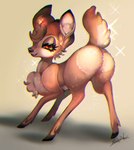 big_butt brown_body brown_eyes brown_fur bubble_butt butt crossgender eyelashes female female_feral feral fur looking_at_viewer looking_back mtf_crossgender open_mouth raised_tail simple_background smile solo sparkles tail thick_thighs wide_hips ba666 bambi_(film) disney bambi deer mammal signature male_(lore)