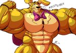 abs anthro biceps body_hair bow_tie chest_hair flexing machine male muscular muscular_anthro muscular_male pecs pose solo yellow_body yongdasom biceptember five_nights_at_freddy's five_nights_at_freddy's:_help_wanted scott_cawthon scottgames glitchtrap animatronic lagomorph leporid mammal rabbit robot hi_res