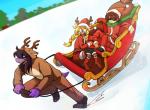 anthro clothed clothing costume eyewear female group hair holidays snow sunglasses trio chokaso christmas deltarune undertale_(series) kris_(deltarune) noelle_holiday susie_(deltarune) deer human mammal new_world_deer reindeer scalie digital_media_(artwork) hi_res