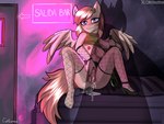 anthro bar drunk duo female male substance_intoxication wings caliluminos hasbro my_little_pony mythology fan_character yumire_(oc) equid equine horse mammal mythological_creature mythological_equine pegasus pony 4:3 hi_res