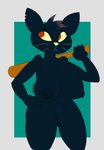 anthro baseball_bat bat_(object) big_breasts breasts female genitals looking_away nipples notched_ear nude pose pubes pussy simple_background solo standing thick_thighs whiskers vivalex night_in_the_woods mae_borowski domestic_cat felid feline felis mammal absurd_res hi_res