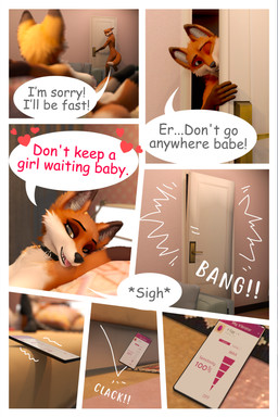 anthro arms_tied bdsm bed bedroom bound dialogue dildo duo female furniture male male/female nude sex_toy text vibrator mysteryboy18 maxnoward_(modeler) ruaidri_(modeler) canid canine fox mammal 3d_(artwork) absurd_res comic digital_media_(artwork) english_text hi_res