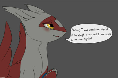 blush dialogue eyebrows eyelashes female grey_background master open_mouth ownership simple_background solo speech_bubble text yellow_eyes backlash91 conditional_dnp nintendo pokemon generation_3_pokemon latias legendary_pokemon pokemon_(species) 2017 digital_media_(artwork) english_text