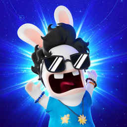 alternate_species anthro beaded_bracelet beaded_jewelry beads black_eyewear black_hair black_sunglasses blue_background blue_clothing blue_shirt blue_t-shirt blue_topwear bracelet buckteeth clothed clothed_anthro clothed_male clothing cosmic_background eyewear fur furrification hair hand_pawpads jewelry light long_ears male male_anthro mitten_hands multicolored_body necklace noseless open_mouth pawpads rabbidification raised_hands red_tongue shirt short_hair simple_background solo space space_background sunglasses t-shirt tan_body tan_inner_ear tan_pawpads tan_skin teeth tongue topwear two_tone_body wavy_hair white_body white_fur virgile_maratrey raving_rabbids rayman_(series) real_world ubisoft lagomorph mammal rabbid 1:1 2022 3d_(artwork) absurd_res autodesk_maya_(artwork) colored digital_media_(artwork) english_description half-length_portrait hi_res lighting official_art portrait shaded zbrush_(artwork)