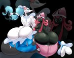 anthro back_boob big_breasts big_butt black_body black_eyes blue_eyes blue_hair breasts butt duo female genitals hair huge_breasts huge_butt looking_at_viewer looking_back multicolored_sclera nude pink_hair pink_nose pussy side_boob smile two_tone_sclera white_body tasteofchoklit nintendo pokemon generation_7_pokemon legendary_pokemon pokemon_(species) primarina tapu_lele