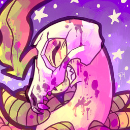 ambiguous_gender blood blood_on_face bodily_fluids bone eyes_closed fangs feral pale_body simple_background skull skull_head sky star starry_sky teeth spacesmilodon nintendo pokemon healer_(straviios) bayleef generation_2_pokemon pokemon_(species) 1:1 2014 bust_portrait portrait