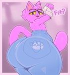 anthro big_butt biped butt clothed clothing domestic_cat eyewear felid feline felis frumples frumples_(character) fur glasses hi_res looking_at_viewer male mammal open_mouth purple_body purple_fur solo tail