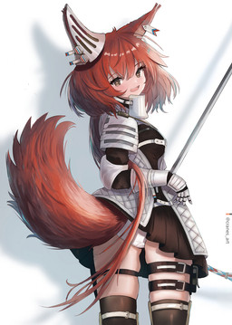 armor blush bottomwear brown_eyes butt clothing female gauntlets gloves hair handwear looking_at_viewer looking_back looking_back_at_viewer melee_weapon open_mouth pauldron red_hair red_tail simple_background skirt smile solo sword tail underwear weapon white_background white_clothing white_underwear cranes_(hiroro1) arknights hypergryph studio_montagne flametail_(arknights) animal_humanoid humanoid mammal mammal_humanoid rodent rodent_humanoid sciurid sciurid_humanoid tree_squirrel_humanoid 2022 digital_media_(artwork) hi_res